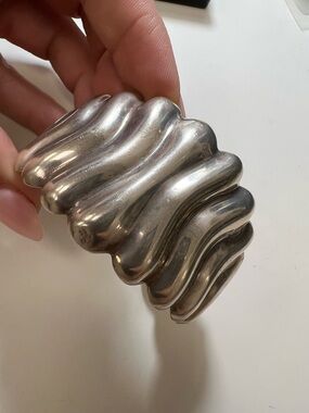 Chunky Wavy Sterling Silver Cuff Bracelet MEXICO